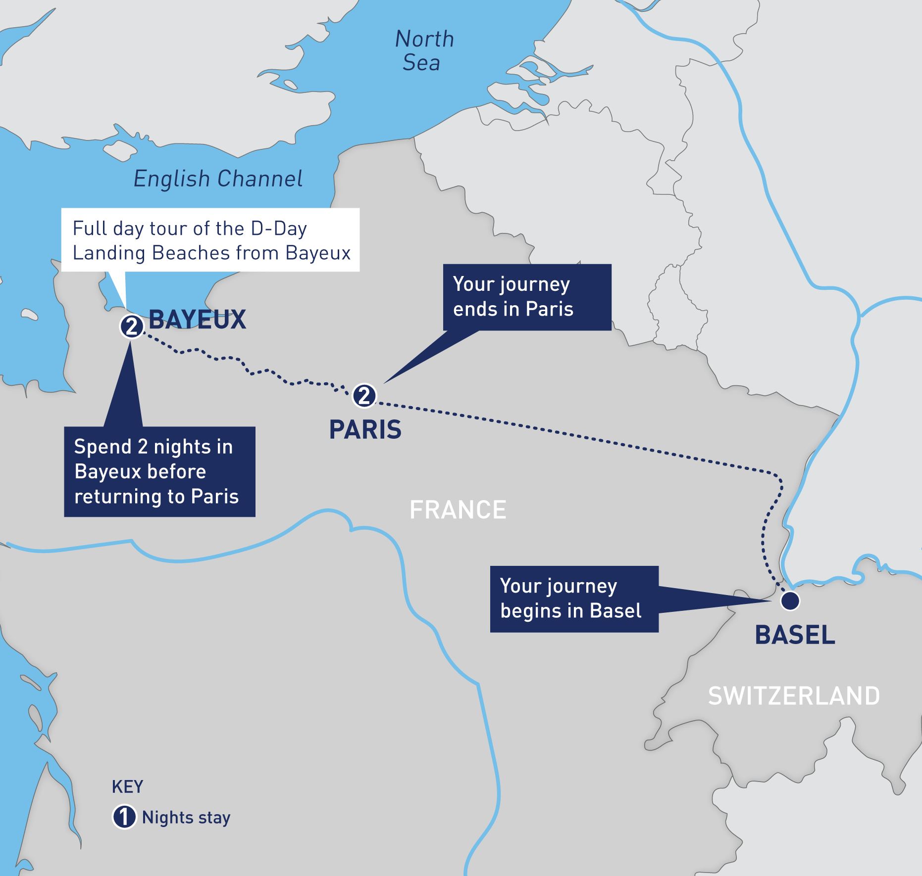 Paris and the Normandy Beaches from Basel